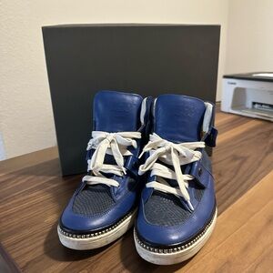 Jimmy Choo Blue High-Top Sneakers with White Laces